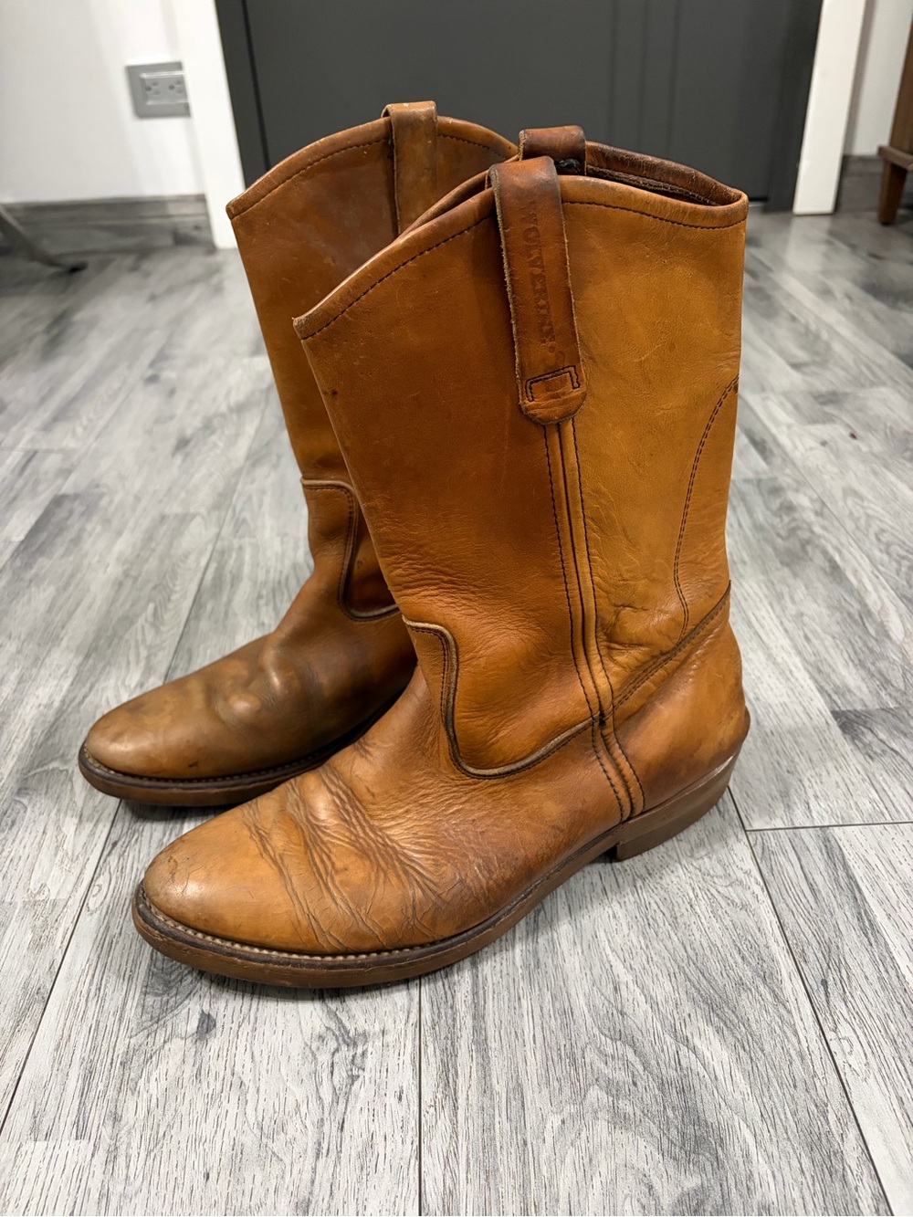 Wolverine Vintage 70’s Brown Leather Pull-On Western Pecos Boots Goodyear Welt